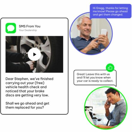 service advisor sends a aftersales video to a customer and follow up by sms