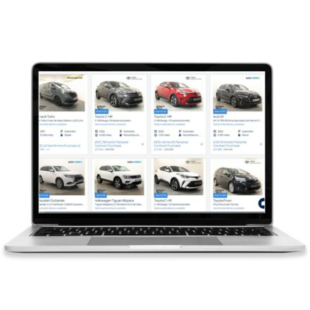 a laptop showing consistent vehicle photographs from a dealer after they have been quality checked